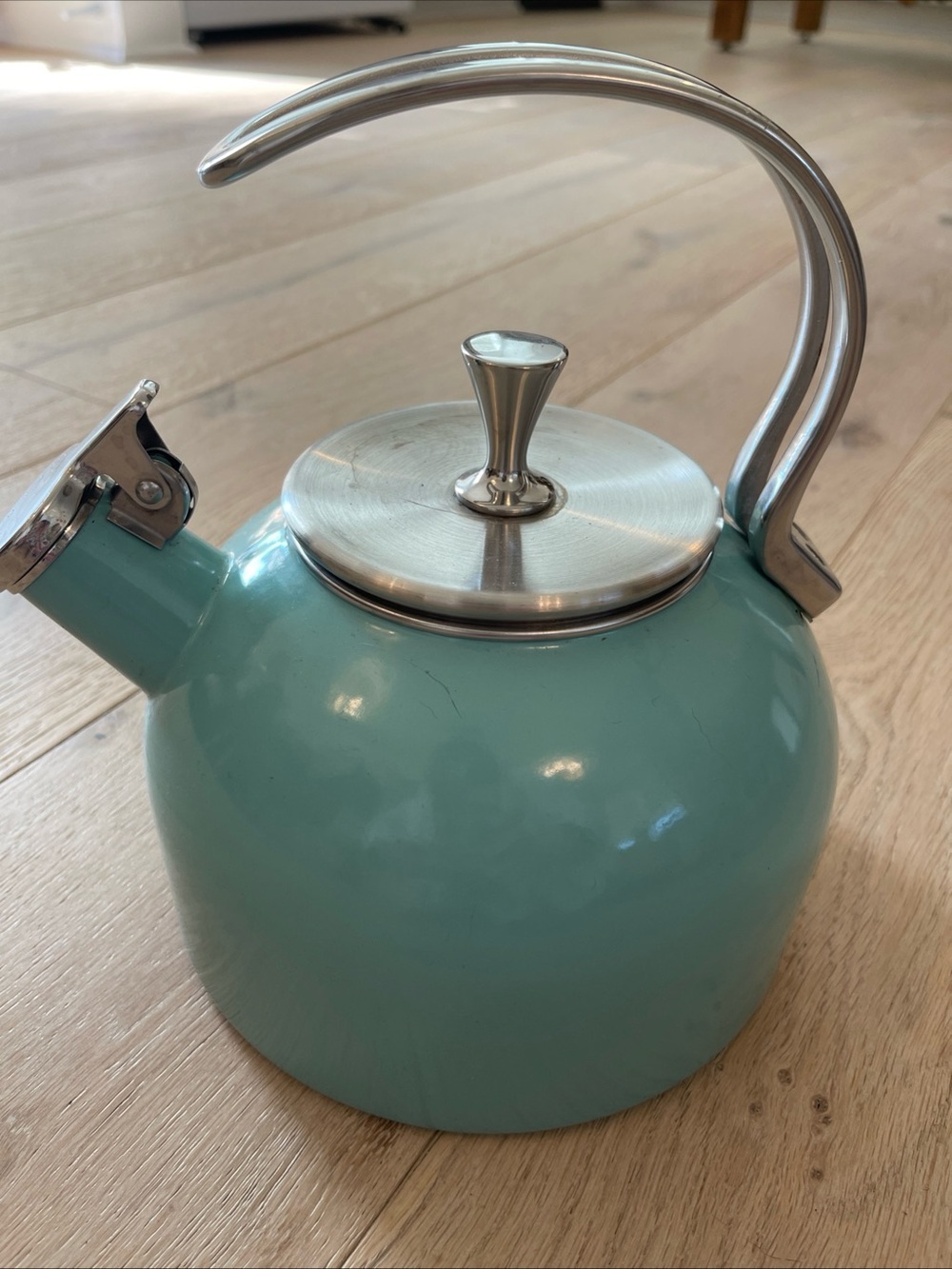 kate spade Turquoise Whistling Stovetop Tea Kettle enamel on steel